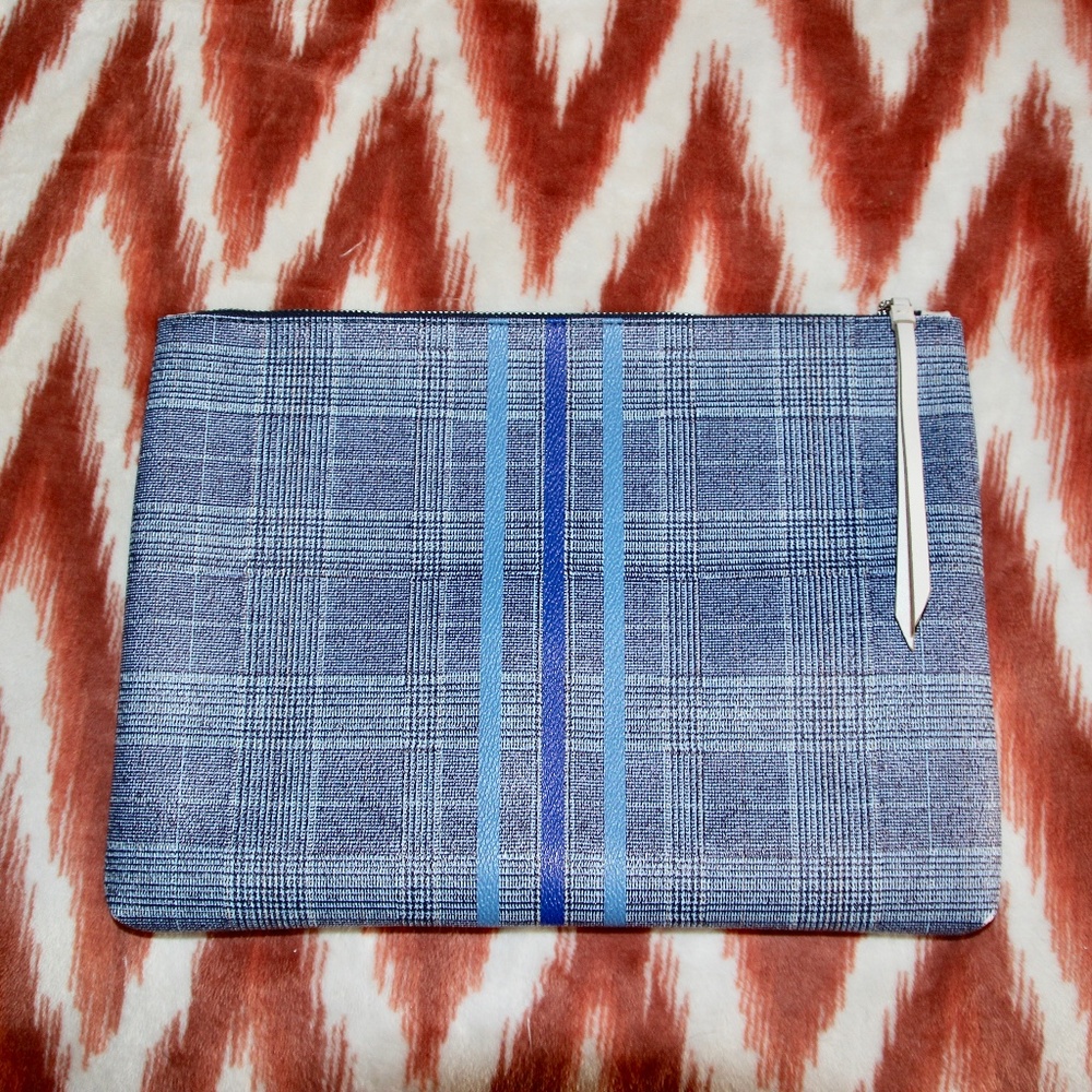 NWT Banana Republic Large Zip Pouch Clutch Plaid